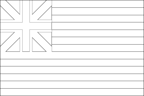 Contorno da bandeira de Grand Union (EUA 1775-1777) para colorir