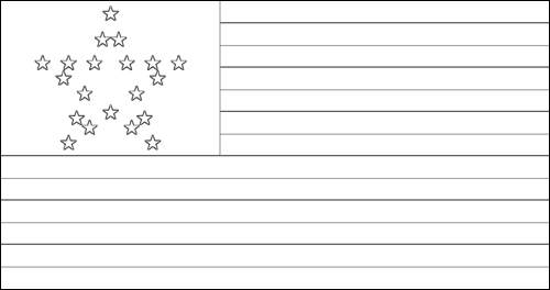 Contorno da bandeira de Great Star (EUA 1818-1819) para colorir
