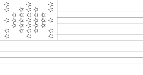 Contorno da bandeira de Fort Sumter (EUA 1861) para colorir