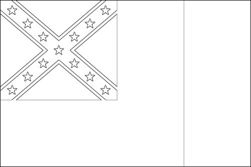 Contorno da bandeira de Blood-Stained Banner (Estados Confederados 1865) para colorir