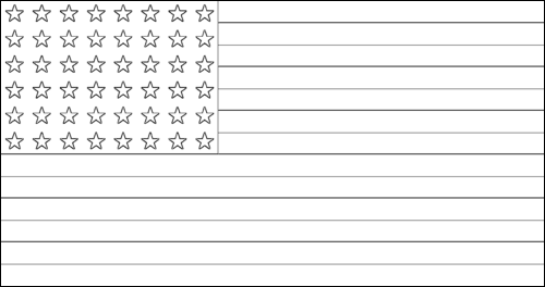 Contorno da bandeira de EUA 48 estrelas (1912-1959) para colorir