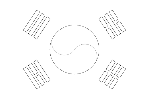 Contorno da bandeira de Coreia do Sul para colorir