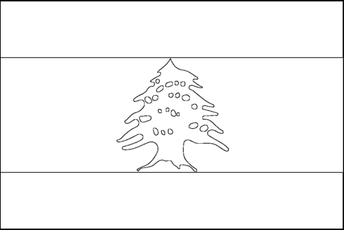 Contorno da bandeira de Líbano para colorir