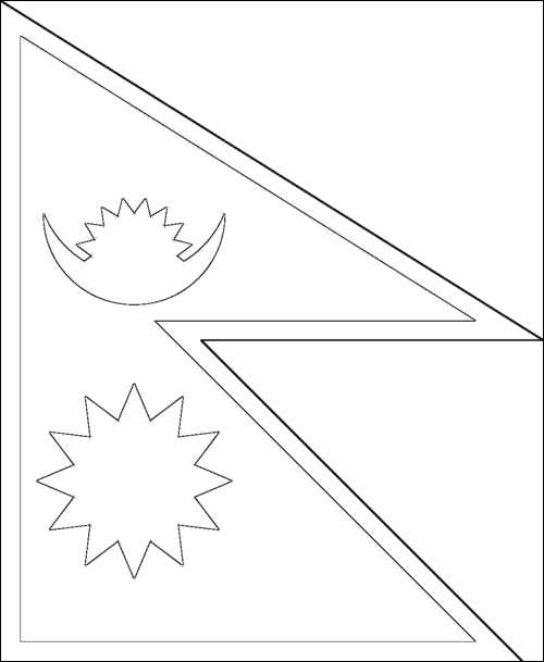 Contorno da bandeira de Nepal para colorir