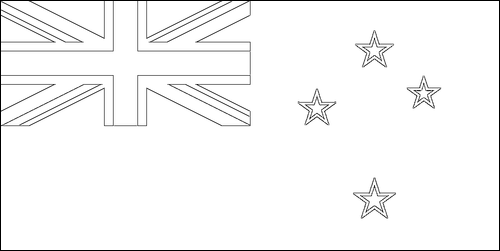 Contorno da bandeira de Nova Zelândia para colorir