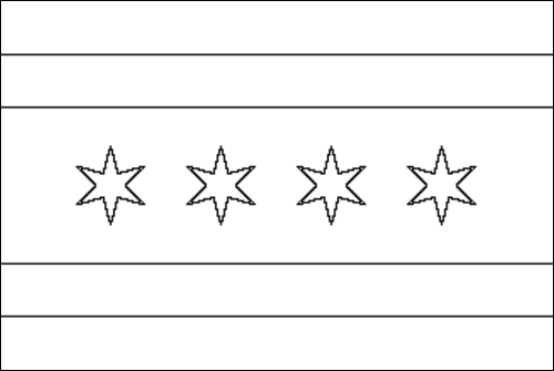Contorno da bandeira de Chicago para colorir