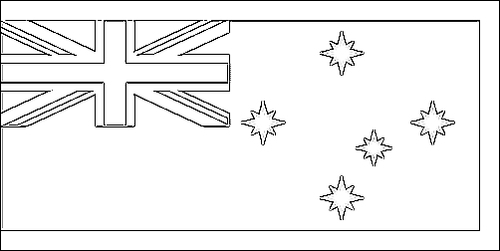 Contorno da bandeira de Associação Anti-Transporte (1851, Austrália) para colorir