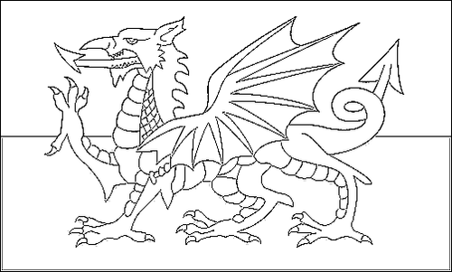 Contorno da bandeira de País de Gales para colorir