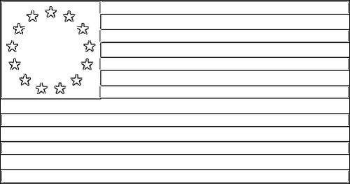 Contorno da bandeira de Estados Confederados da América (Betsy Ross) (1776-1795) para colorir