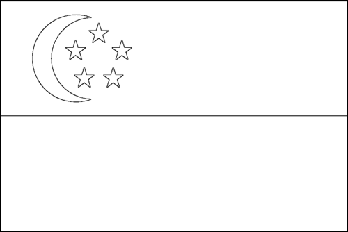 Contorno da bandeira de Singapura para colorir