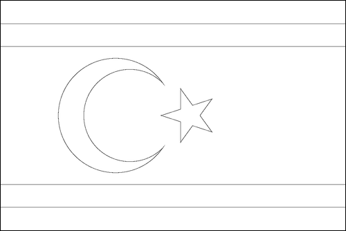 Contorno da bandeira de República Turca do Norte de Chipre para colorir