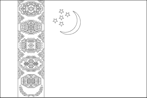Contorno da bandeira de Turquemenistão para colorir