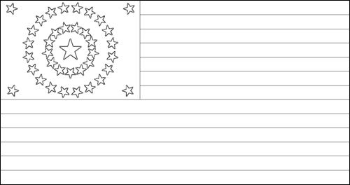 Contorno da bandeira de EUA 38 estrelas (1877 - 1890) para colorir